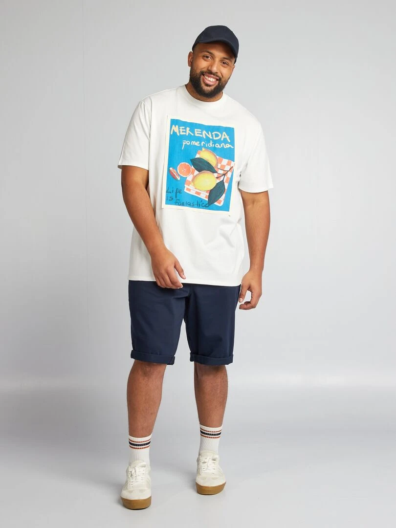 T shirt à col rond avec imprimé Blanc