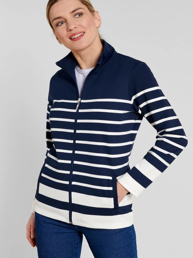 Gilet zippé intérieur bouclette Happy D. by Damart Bleu marine