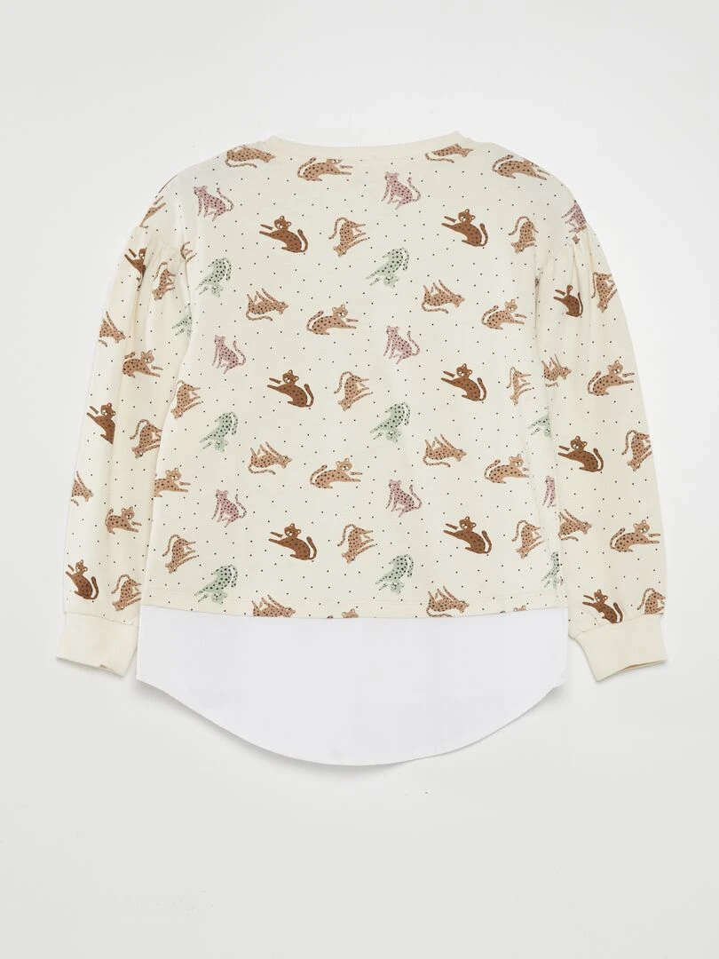 T shirt manches longues bouffantes   Beige