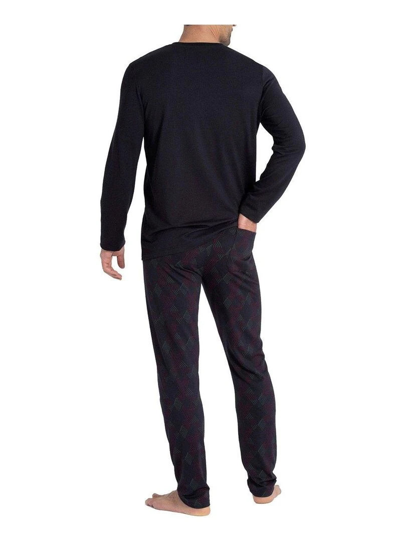 Pyjama manche longue en coton et modal Kuriso Bleu
