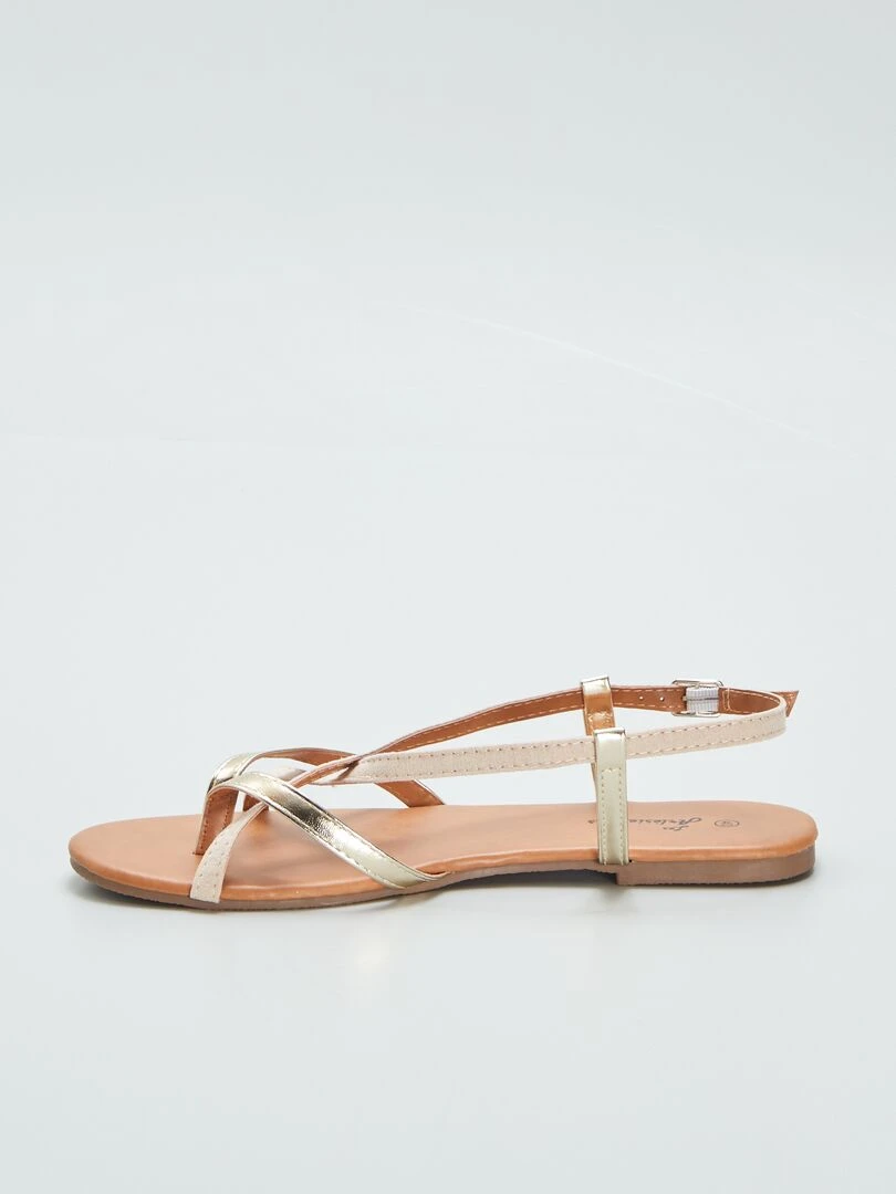 Sandales plates croisées   Doré