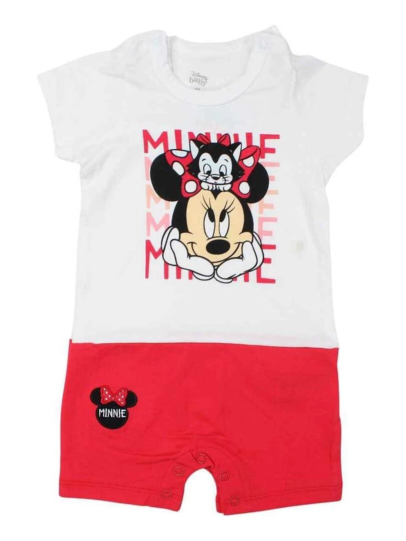 Disney Combishort bébé fille imprimé Minnie en coton Rouge