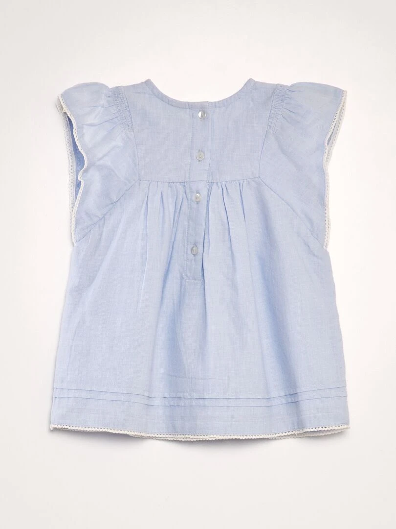 Robe en voile de coton Bleu