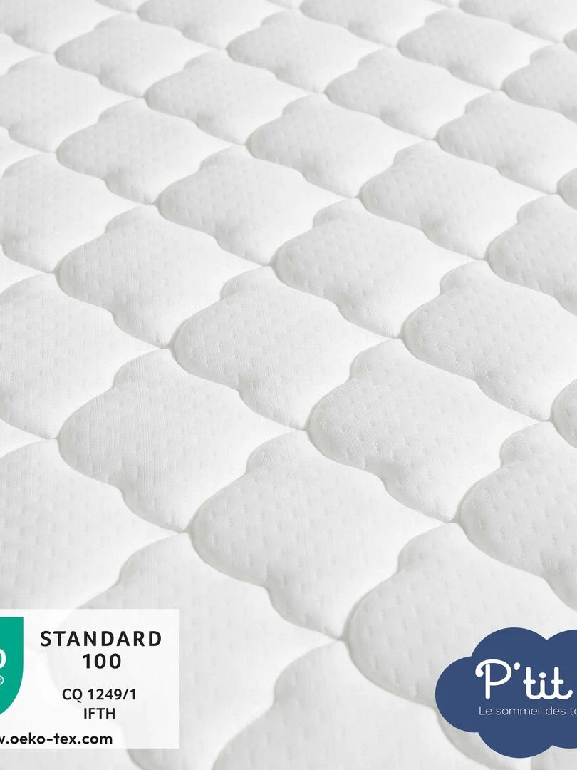 P'tit Lit   Matelas Bébé/Enfant Croissance   70x140 cm   Déhoussable   Blanc