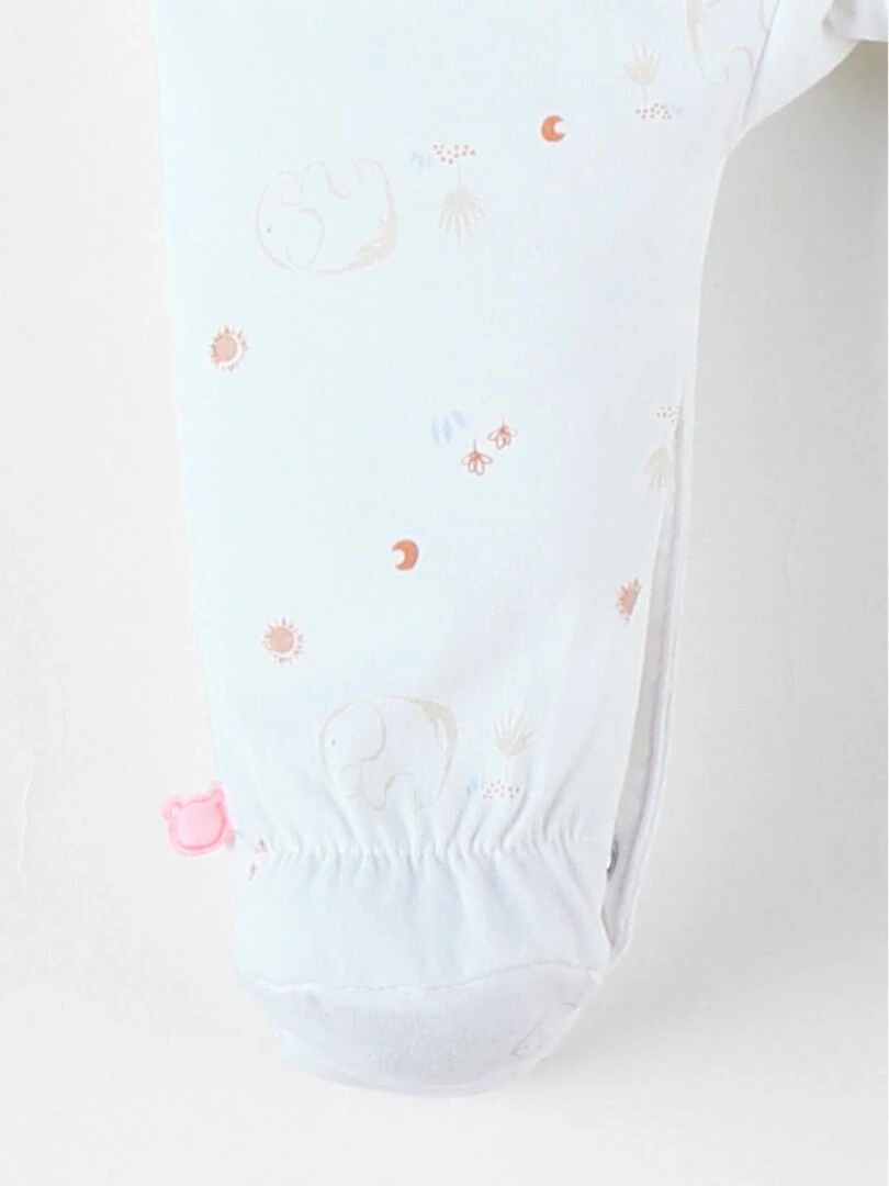 Pyjama naissance 1 pièce éléphant en jersey    Noukie's   Blanc