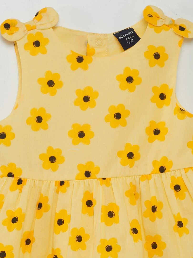 Robe sans manches à motif   Jaune