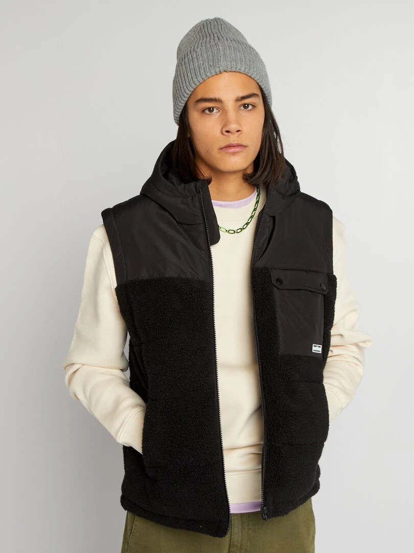 Veste en sherpa sans manches   noir