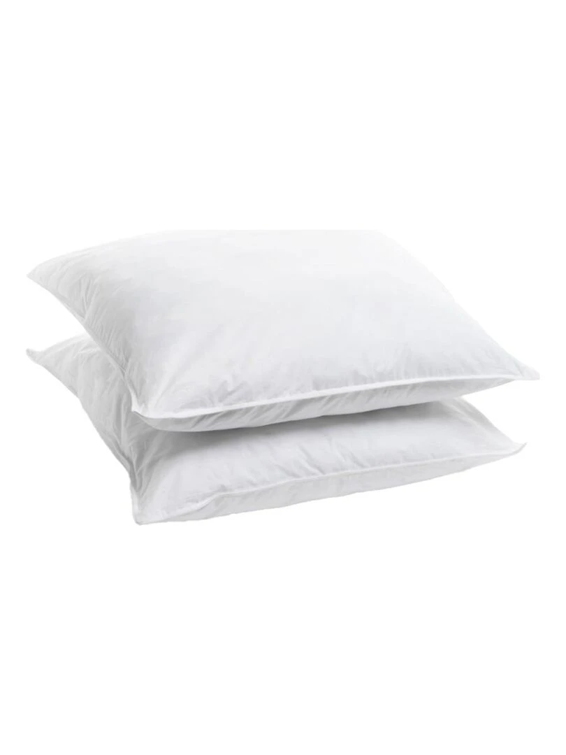 Bleu Câlin Lot de 2 oreillers sensation duvet Blanc
