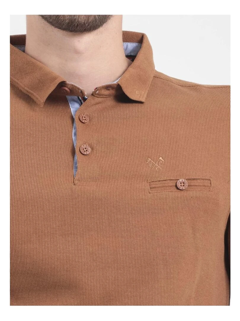 Pull fin col polo WILPARK   Marron caramel