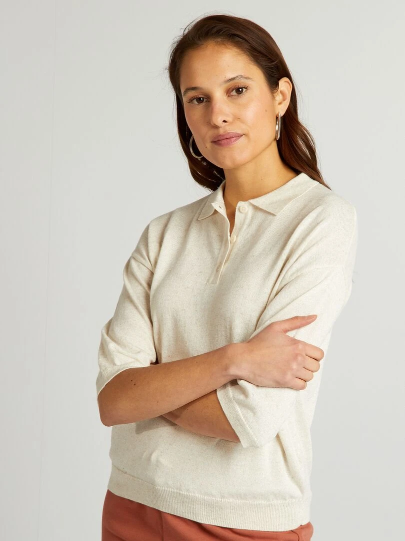 Pull forme polo   Beige
