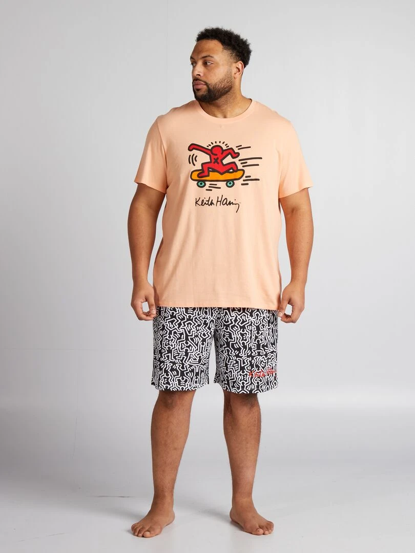 Ensemble de pyjama 'Keith Haring' 2 pièces Corail