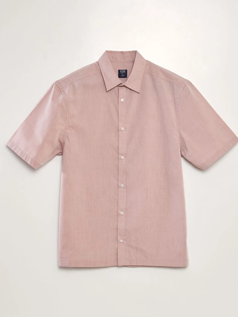 Chemise en popeline à manches courtes Rose