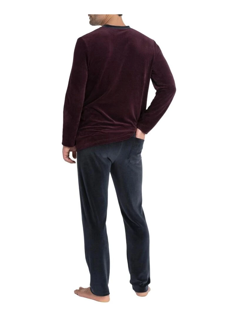 Pyjama long en velours et coton Yamato Rouge