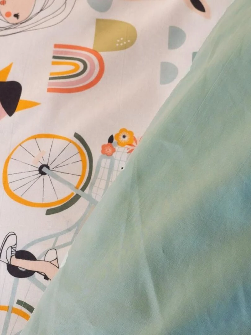 Housse de couette 140x200 + 1 taie Tess rando coton 57 fils   Blanc