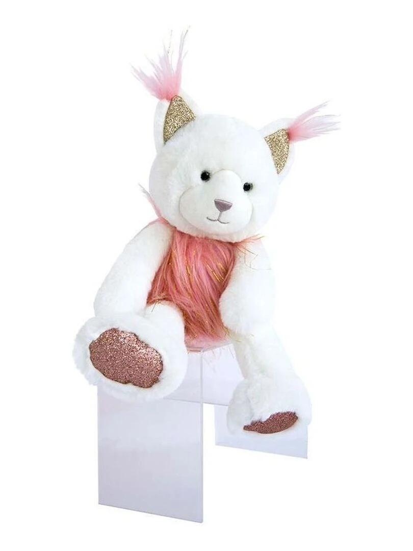 doudou Histoire d'ours Lynx Blanc 30cms Glitter Pantin Blanc