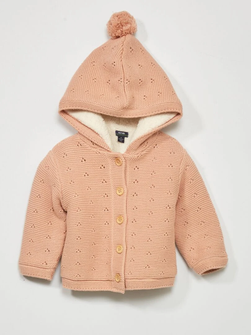 Gilet en tricot avec doublure sherpa Rose