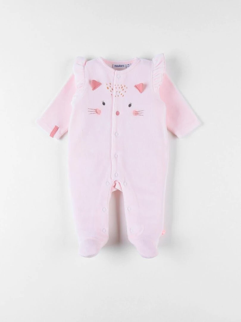 Pyjama 1 pièce léoparde en velours  clair   Noukie's   Rose