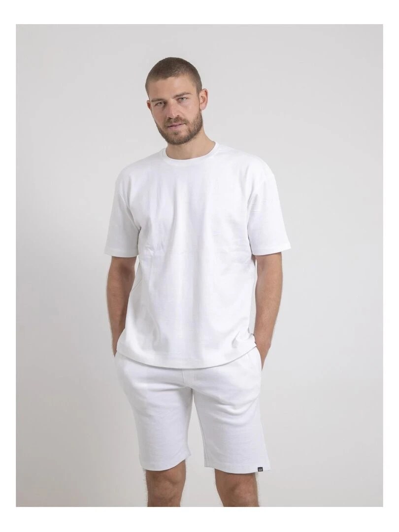 T shirt col rond oversize pur coton NOBUKA Blanc