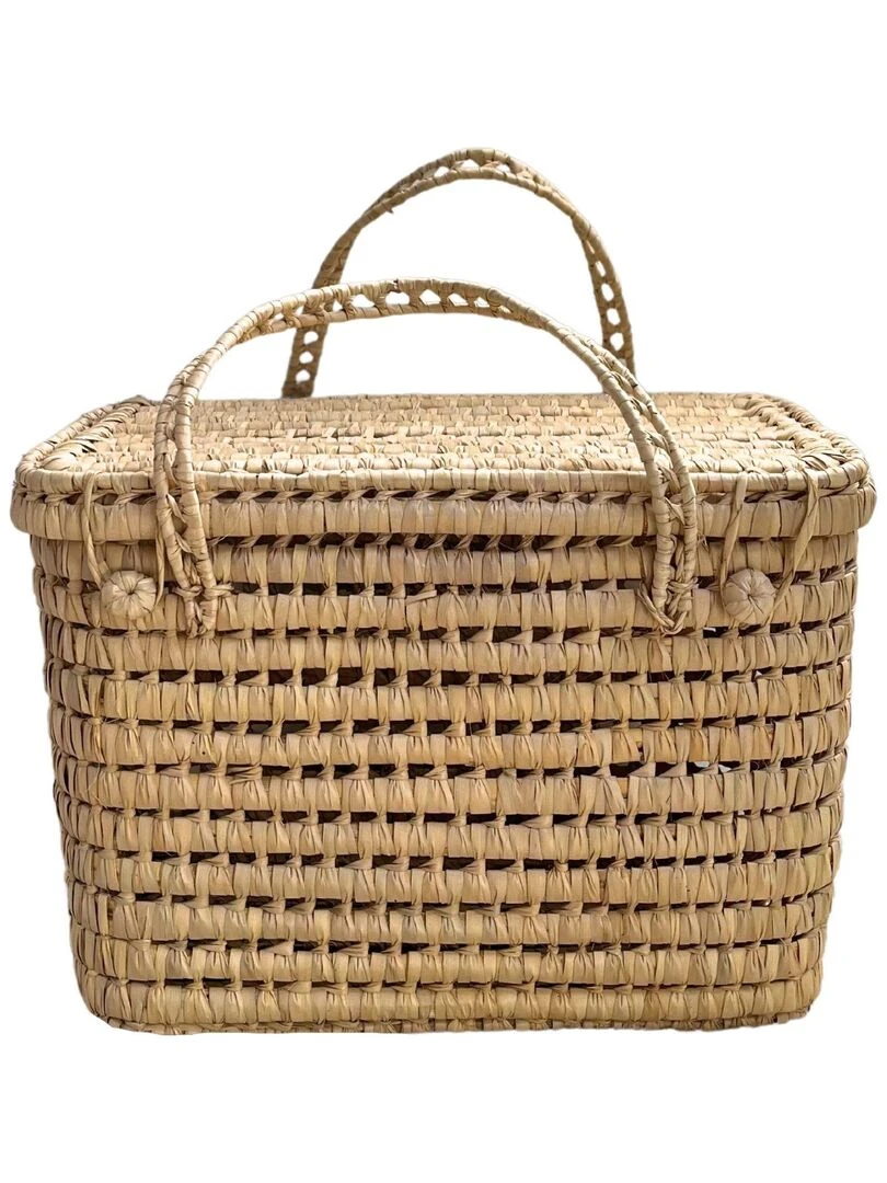 Coffre de rangement feuille de palmier Beige clair