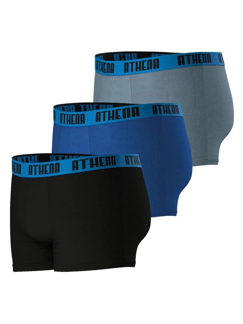 Lot de 3 boxers homme Ecopack   Noir Bleu Gris