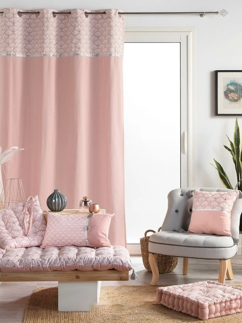 Coussin pompons 30x50 métallisé Artchic rose   Rose