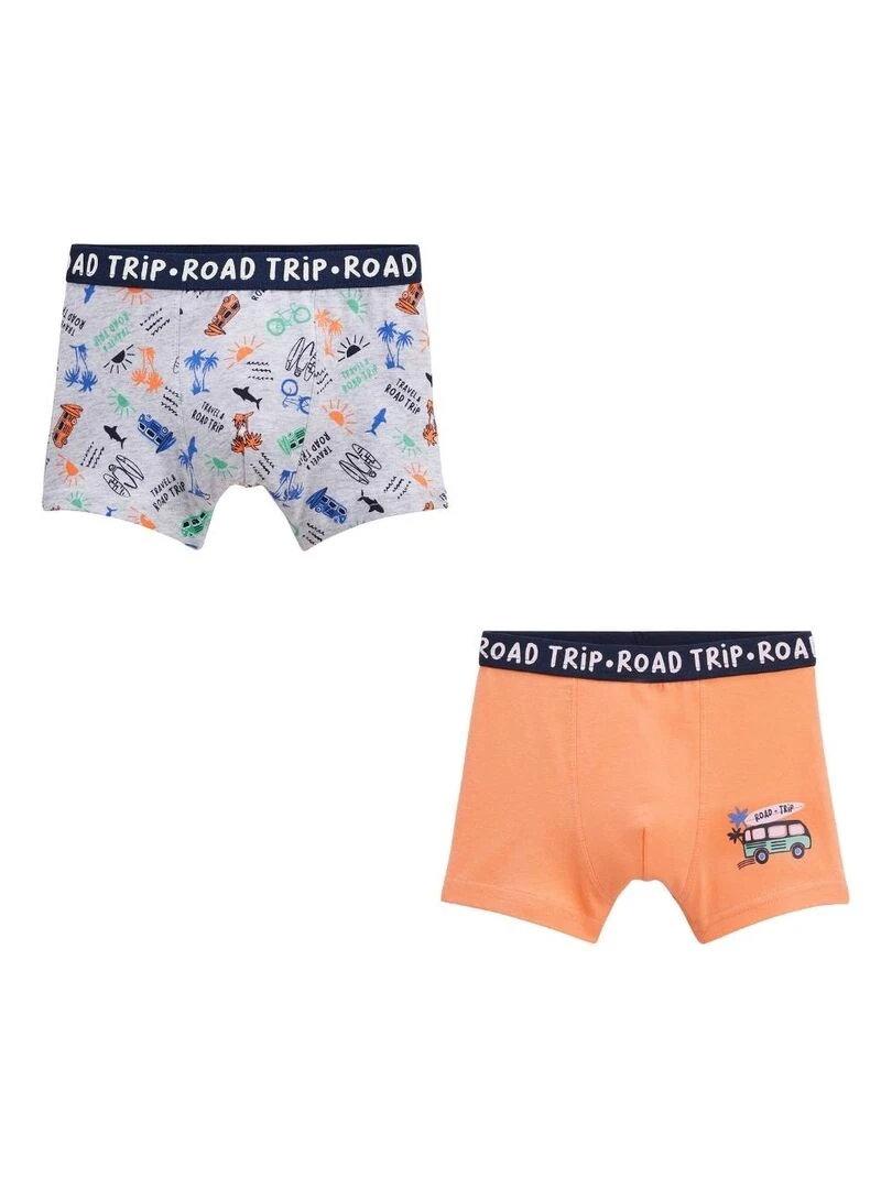 Lot de 2 boxers garçon Vacances Orange
