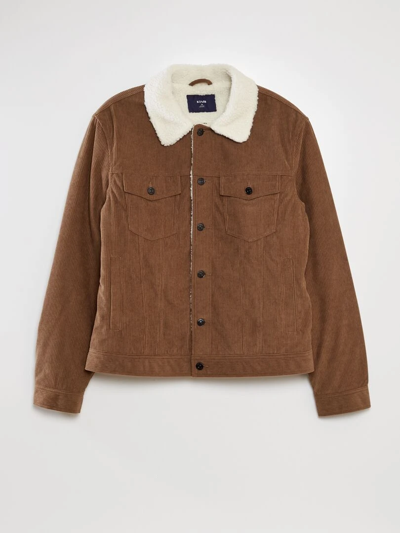 Veste en velours avec col sherpa Marron