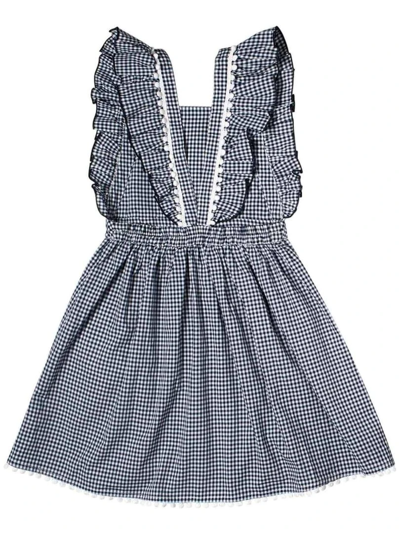 Robe Été à Carrx Vichy Noir Fille  LILI   'LA FAUTE A VOLTAIRE'   Noir Blanc Gris