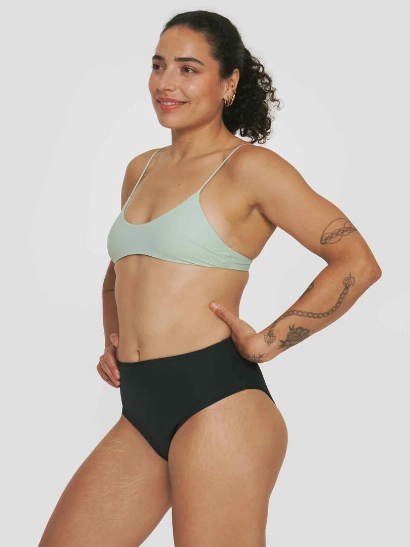 Culotte de Bain Menstruel taille haute Flux moyen Noir Noir