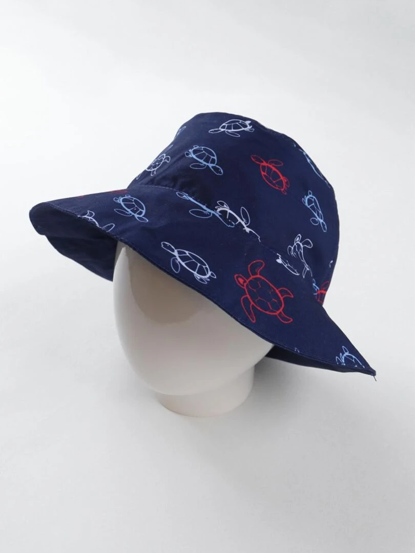 Chapeau réversible à imprimé tortue  marine/rouge   Archimède   Bleu