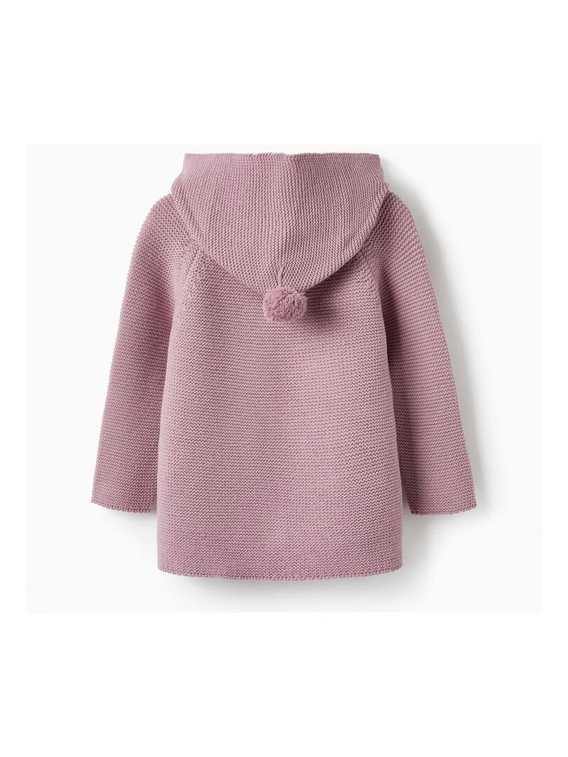 Manteau en Maille avec Capuche et Pompon pour Fille SICILIAN DAYS Rose foncé