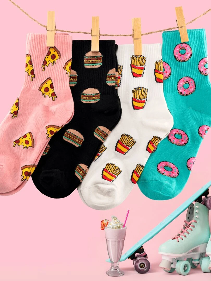 Chaussettes En Coton Nourriture Sockup 36 44 Multicolore