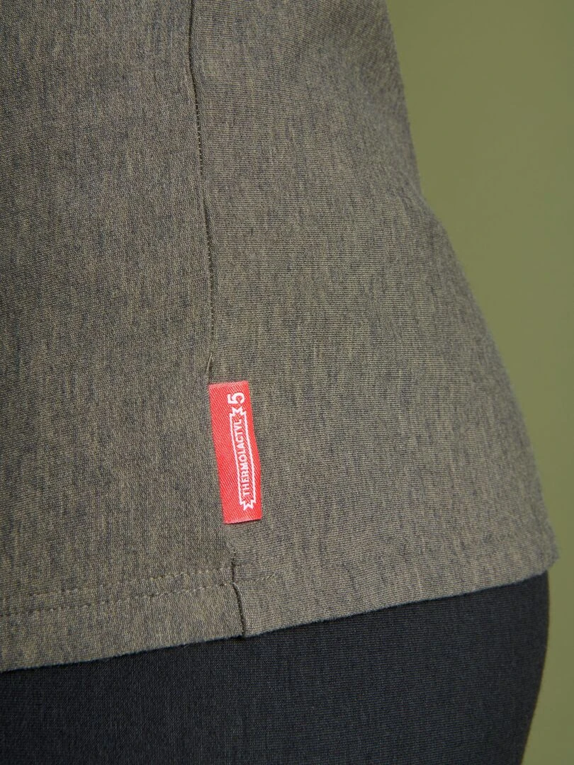 T shirt col zippé Comfort Thermolactyl 5 homme DamartSport Kaki