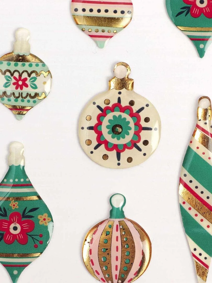 17 stickers boules de Noël époxy   N/A