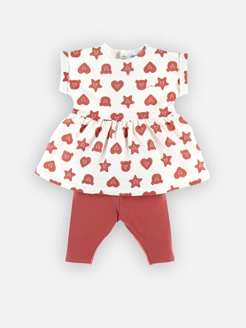 Set robe + legging  écru/rouge   Noukie's   Rouge