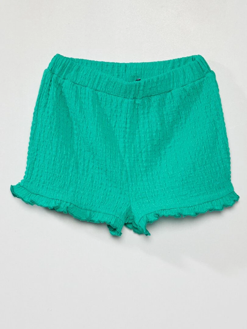 Short en maille smockée Vert