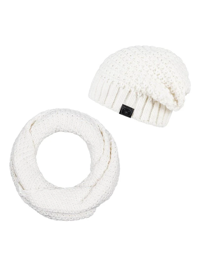Ensemble Snood Bonnet Elixa Made in UE Blanc