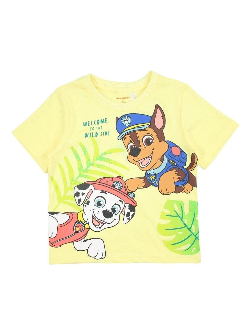Paw Patrol Ensemble T shirt short garçon Imprimé La Pat' Patrouille Jaune