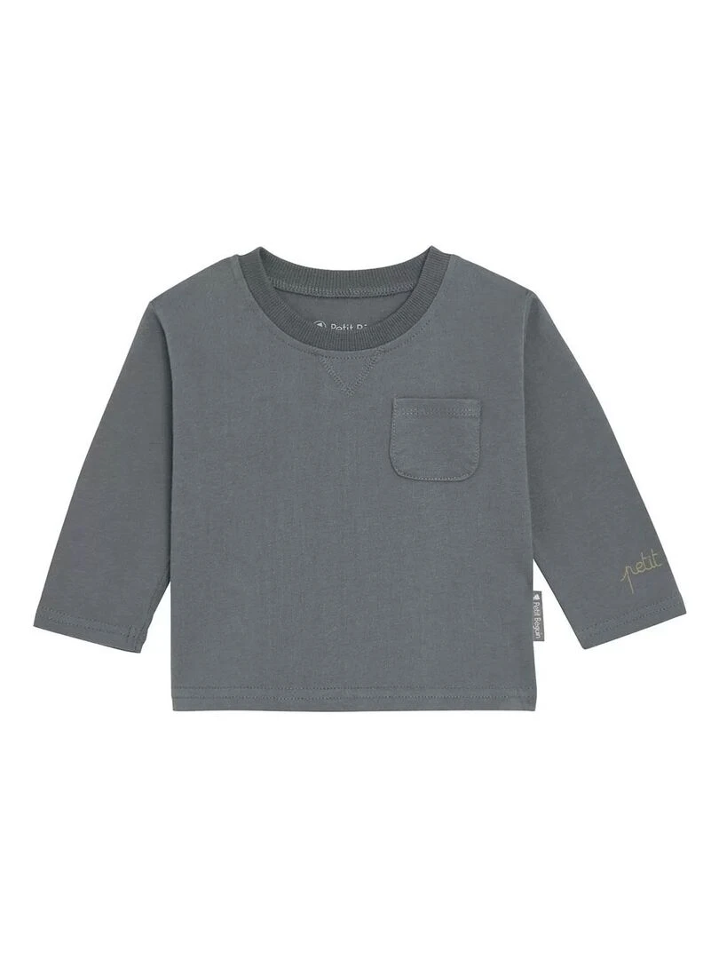 T shirt garçon manches longues Gris Gris