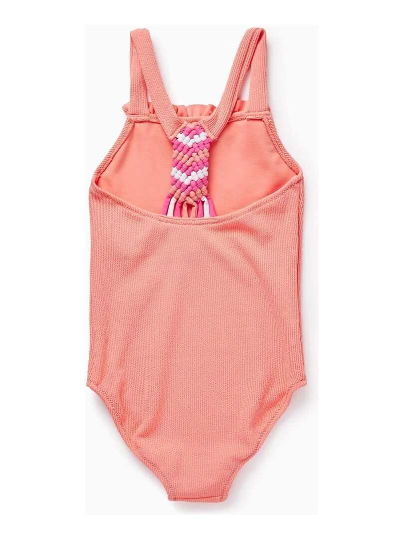 Maillot de Bain à Volants pour Fille Orange corail