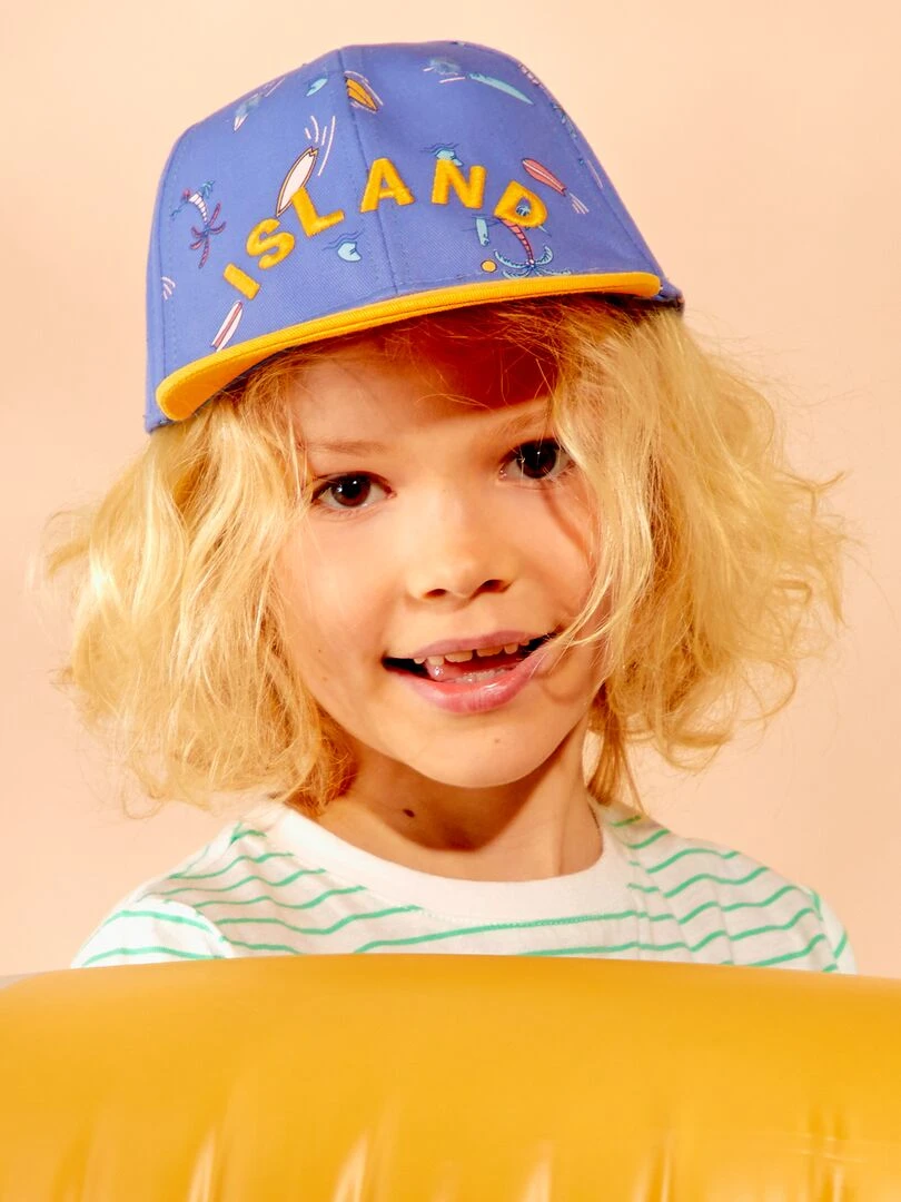Casquette trucker broderie 'island' Bleu/jaune