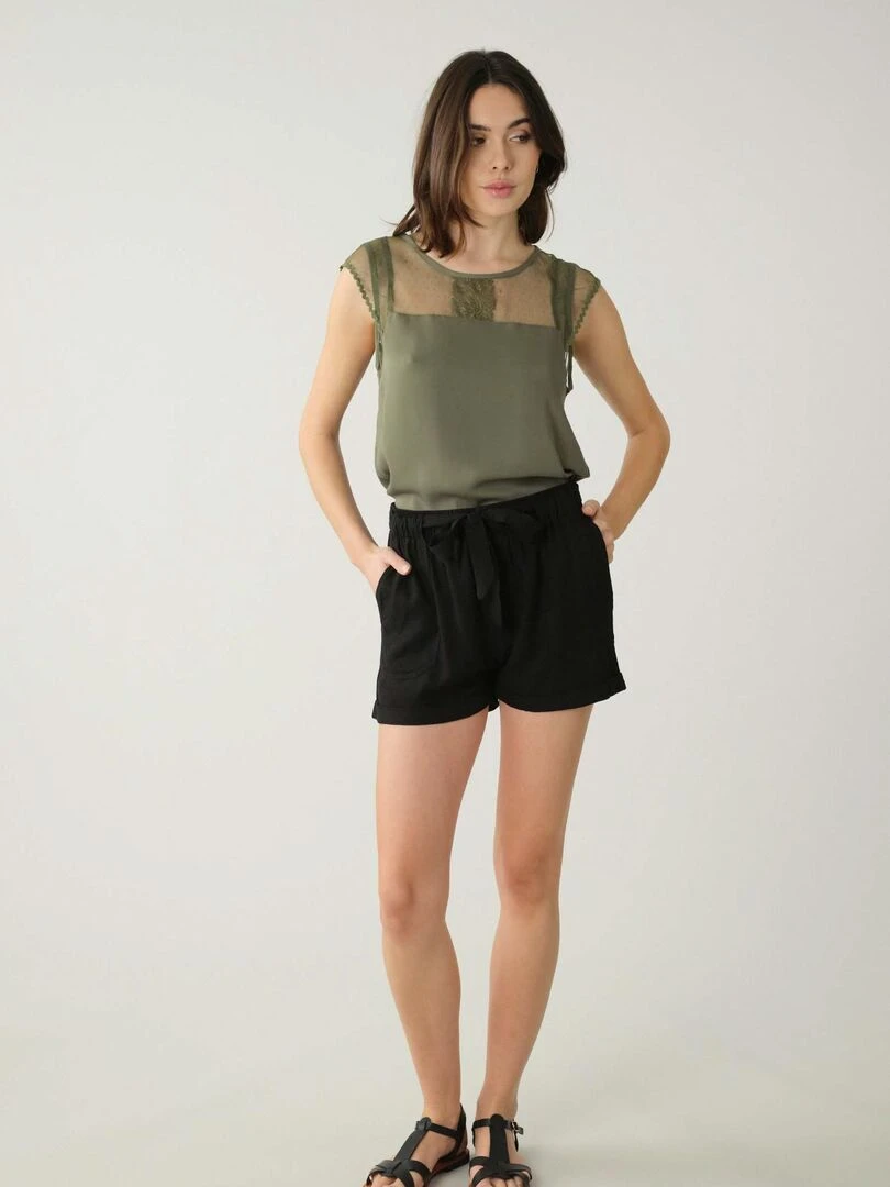 Blouse satinée pour femme 'Deeluxe' Kaki
