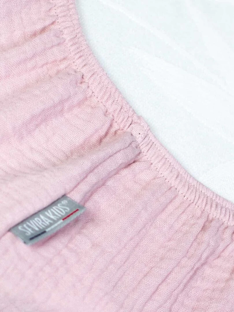 Drap housse uni en gaze de coton Vieux rose