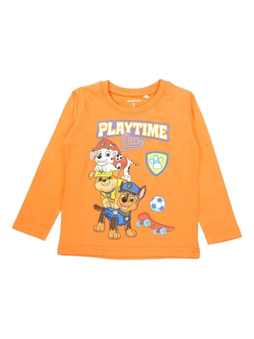 La Pat' Patrouille T shirt garçon imprimé La Pat' Patrouille en coton Orange
