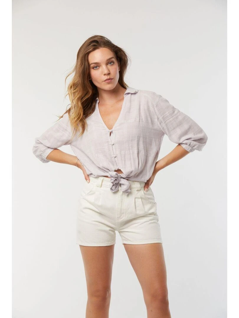 Lee Cooper   Chemise manches 3/4 coton regular DATINA   Violet clair