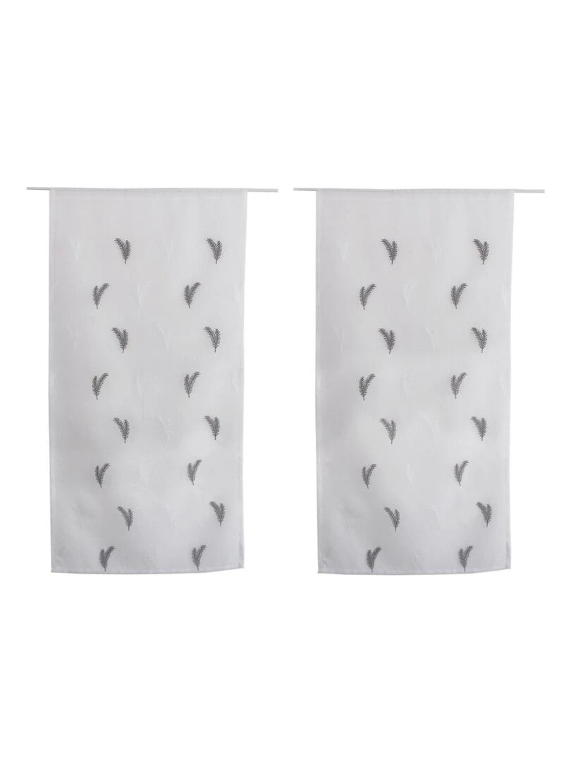 Paire de vitrages aux broderies bicolores Gris clair