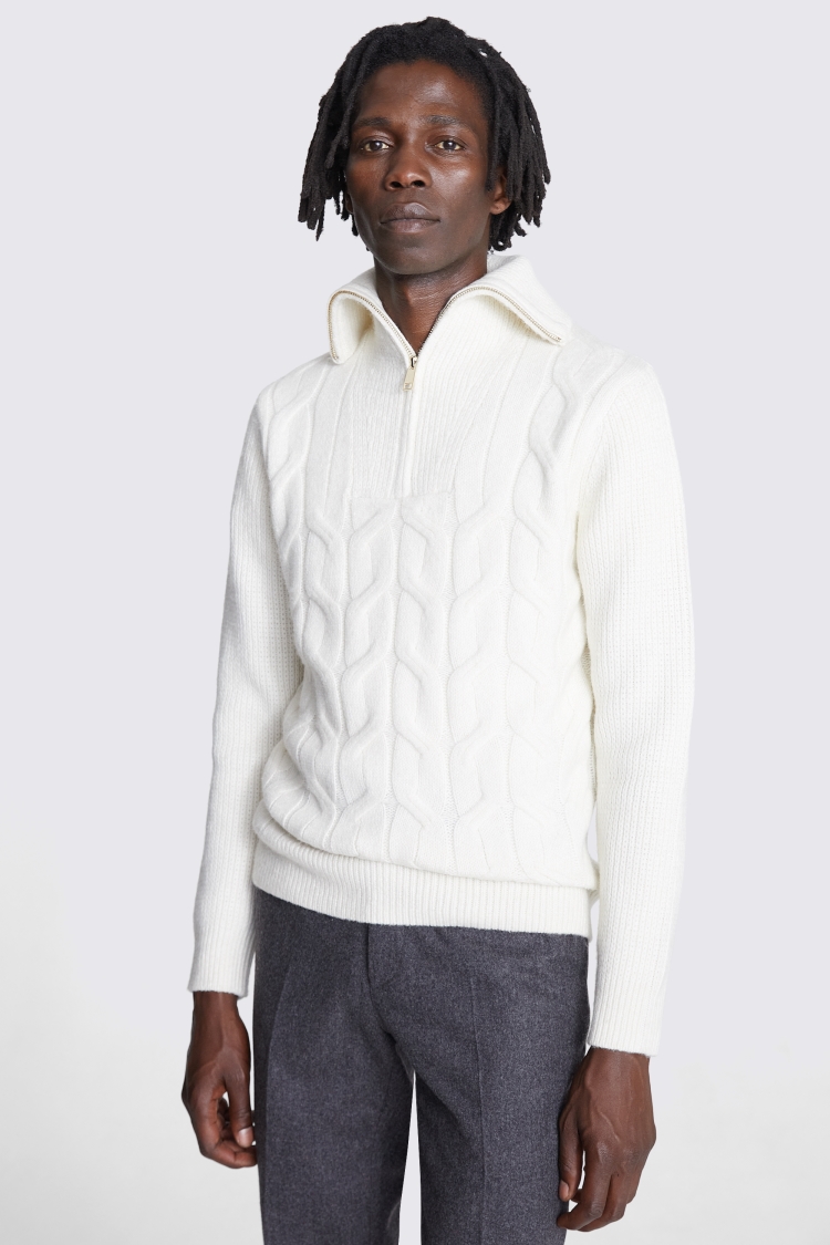 Ecru Chunky Cable Roll-Neck Jumper   Buy Online at Moss