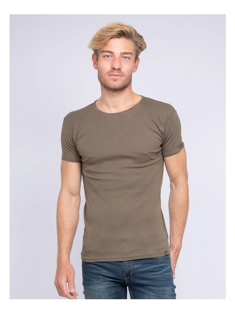 T shirt col rond pur coton organique WARRY Kaki