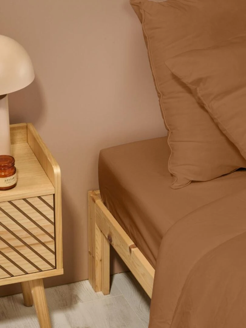 Bleu Câlin   Drap housse uni Percale de coton 80 fils/cm²   Orange