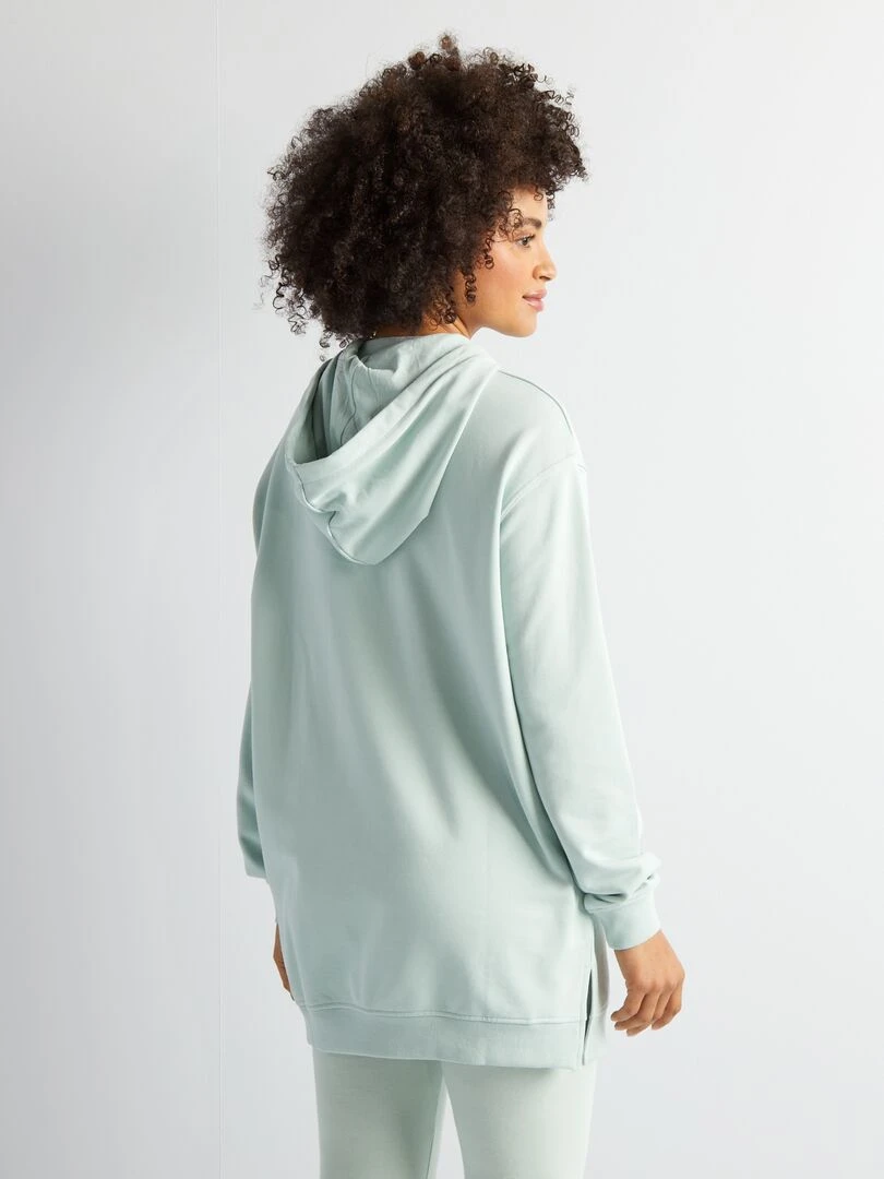 Sweat à capuche à coupe longue   Bleu